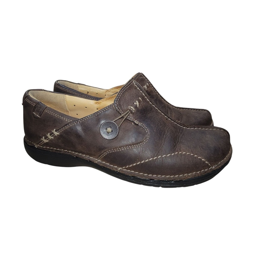 Clarks Unstructured Women's Brown Leather Comfort Flats Shoes Size 7.5 M‎